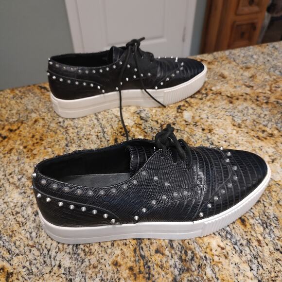 Stylish Ash Krush Black Snakeskin Crocodile Style Studded Sneakers Sz 38 US 7.5 - Picture 5 of 13